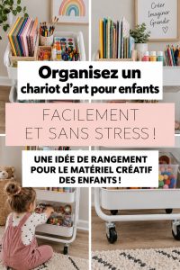 Chariot d'art coloré pour enfants rempli de fournitures créatives