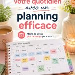 Un étudiant en train d'organiser son planning avec un ordinateur et des notes.