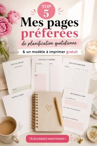 Un exemple de page de planificateur quotidien pour étudiants, avec des sections pour les tâches et les objectifs.