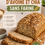 Pain d'avoine et chia sans farine présenté avec des couleurs vives