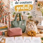 Patrons de couture gratuits avec textiles colorés disposés sur une table de travail.