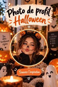 Une photo de profil d'Halloween avec un maquillage créatif et des accessoires festifs.