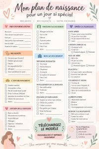 Modèle de plan de naissance personnalisable sur fond apaisant