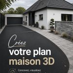 Plan maison en 3D affichant des murs et pièces