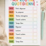 Modèle de planning quotidien imprimable avec des sections pour les activités de la journée