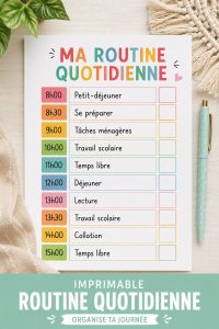 Modèle de planning quotidien imprimable avec des sections pour les activités de la journée