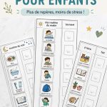 Une illustration montrant des enfants utilisant un planning visuel coloré pour organiser leurs tâches quotidiennes.