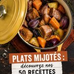 Recette de plats mijotés en cocotte, assiette garnie de légumes et viande