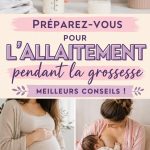 Femme enceinte assise, lisant un livre sur l'allaitement.