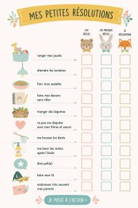 Exemples de printables colorés pour l'organisation familiale.