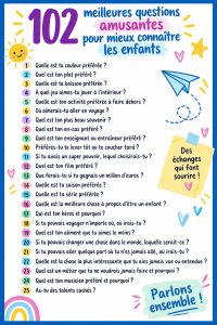 Enfants riant pendant une activité à la maison, posant des questions amusantes.
