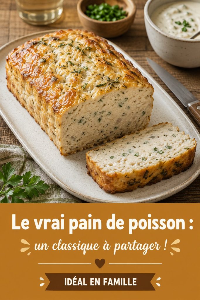 Une miche de pain de poisson dorée et savoureuse sur une table familiale.