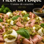 Une pizza maison fraichement préparée, garnie d'ingrédients colorés et savoureux.