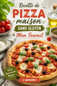 Pizza maison sans gluten garnie de légumes colorés, parfaite pour les enfants.