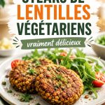 Steaks de lentilles végétariens présentés sur une assiette, savoureux et sains.