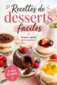 Assortiment de desserts faciles sur une table en bois.
