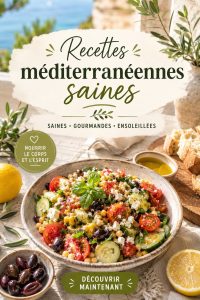 Plats variés de recettes méditerranéennes saines sur une table familiale