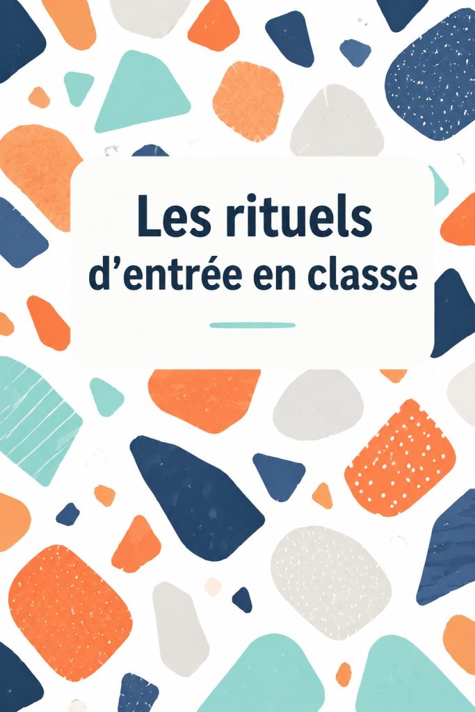 Classe d'école avec des élèves réunis autour d'un enseignant, illustrant un rituel d'entrée en classe.