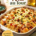 Plat de riz au four, coloré et appétissant, prêt à être servi
