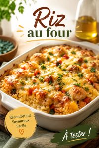 Plat de riz au four, coloré et appétissant, prêt à être servi