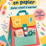 Cartable en papier à fabriquer, atelier créatif à imprimer pour enfants