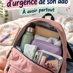 Sac d'urgence pour adolescents avec des fournitures essentielles, prêt à être utilisé.