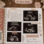 Scrapbook d'échographie bébé illustrant des pages créatives et colorées