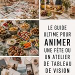 Une mère et son enfant créant un tableau de vision ensemble pour la fête des mères.