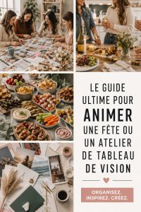 Une mère et son enfant créant un tableau de vision ensemble pour la fête des mères.