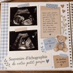 Album photo créatif avec des souvenirs d'échographie de bébé