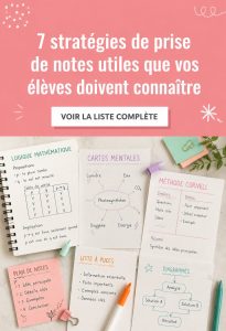 Un étudiant prenant des notes dans un carnet pendant un cours.
