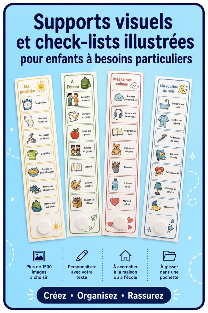 Supports visuels colorés pour aider des enfants avec des difficultés d'apprentissage