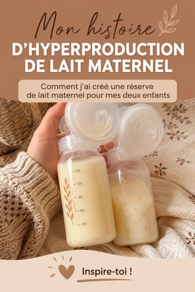 Maman avec son bébé souriant, allaitant confortablement, symbolisant la surproduction de lait maternel