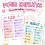 Tableau de routine personnalisé pour enfants affiché sur un mur coloré.