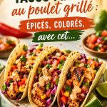 Tacos maison au poulet grillé avec garnitures colorées sur une assiette