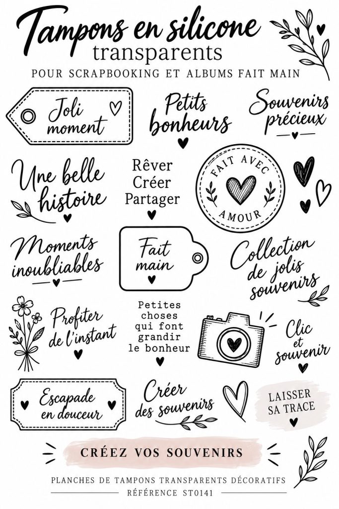 Tampons en silicone transparents utilisés pour le scrapbooking