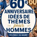 Une table décorée pour un 60e anniversaire masculin avec un thème de voyage.