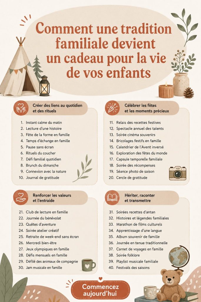 Une famille réunie autour d'une table, partageant des moments de convivialité, symbole de tradition familiale.