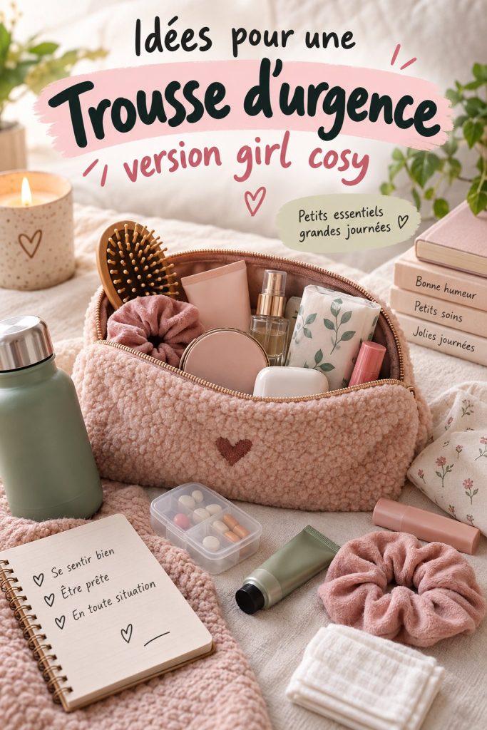 Trousse de survie cosy avec divers essentiels bien-être