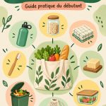 Trousse de survie zéro déchet ornée de produits éco-responsables et naturels.