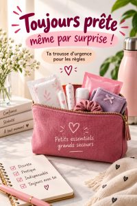 Trousse d'urgence pour règles avec essentiels pratiques