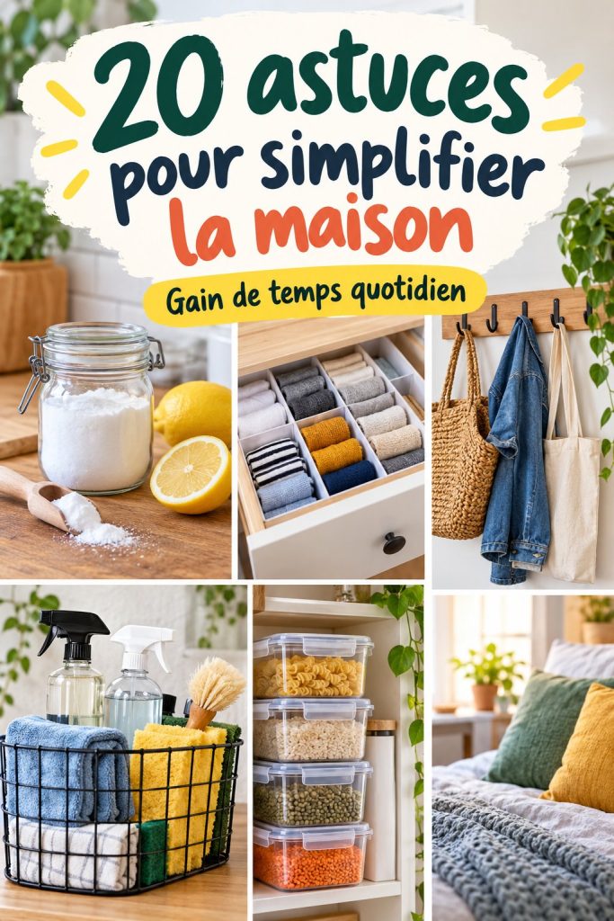 Une maison chaleureuse et bien décorée avec des astuces pratiques pour le quotidien.