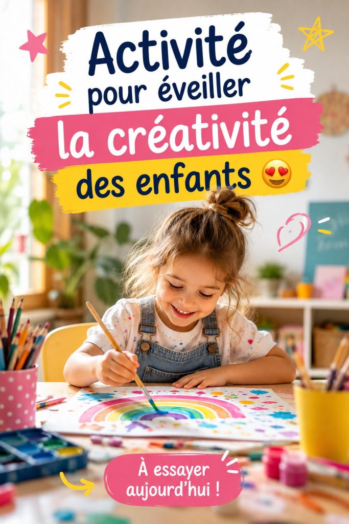 Enfant souriant en pleine activité créative avec des couleurs.