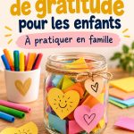 Un enfant créatif s'engage dans une activité de gratitude avec ses parents.
