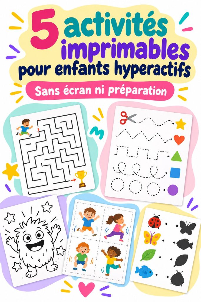 Enfant s'amusant avec une activité imprimable éducative pour TDAH