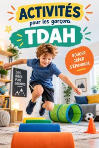 Garçon jouant à l'extérieur avec un ballon, symbolisant des activités pour les enfants hyperactifs.