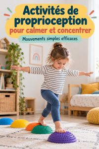Un enfant heureux jouant à une activité proprioceptive à la maison.