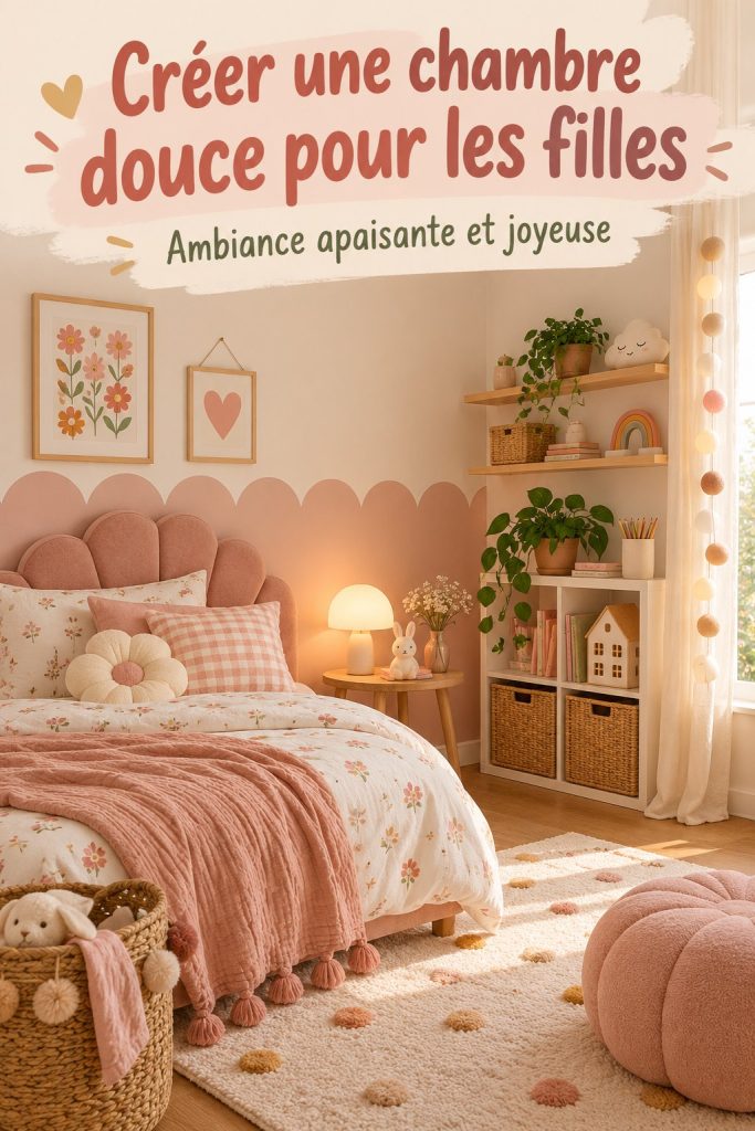 Chambre d'enfant décorée dans des tons doux et apaisants.