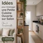 Cuisine ouverte chic et fonctionnelle dans un salon moderne.