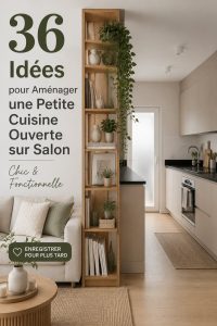Cuisine ouverte chic et fonctionnelle dans un salon moderne.